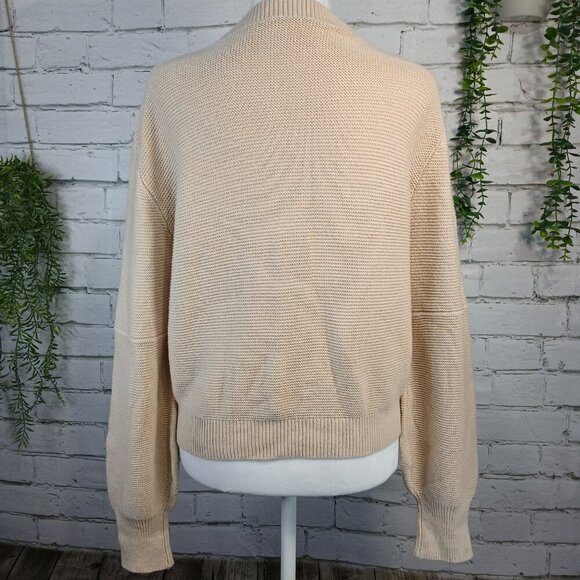 APRICOT TAN DROP SHOULDER SWEATER, LONG SLEEVES, CREW NECK, SIZE SMALL - Picture 8 of 8